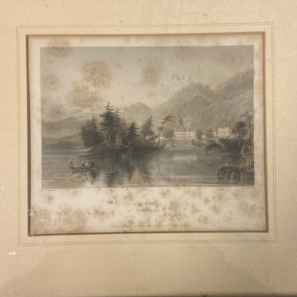 Bartlett. Framed print of Caldwell (now Lake George Village).